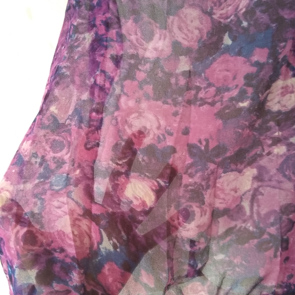 Purple roses sheer tank blouse - Picture 4 of 10